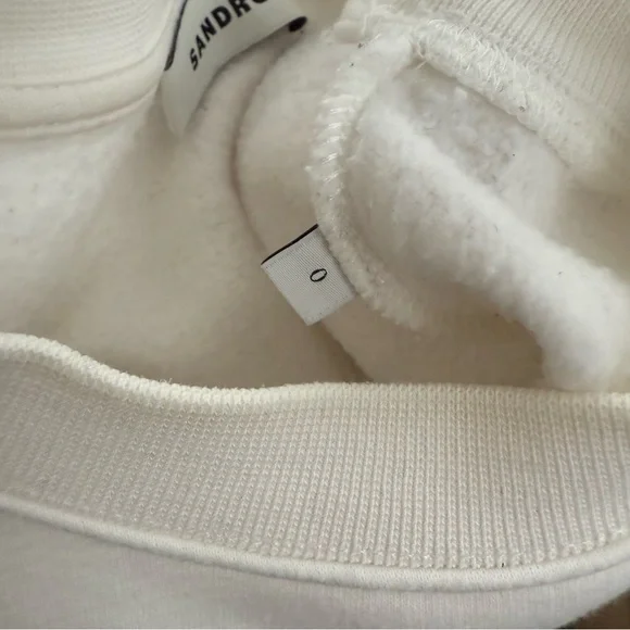 Sandro White Sweatshirt with Navy Print - Picture 4 of 6